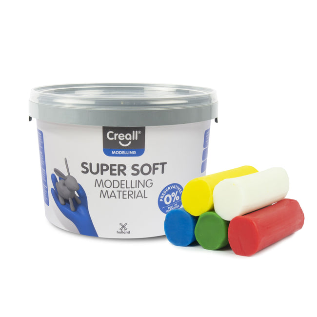 Creall - Argilla supersoft rossa/blu/verde/gialla/bianca 1750 grammi
