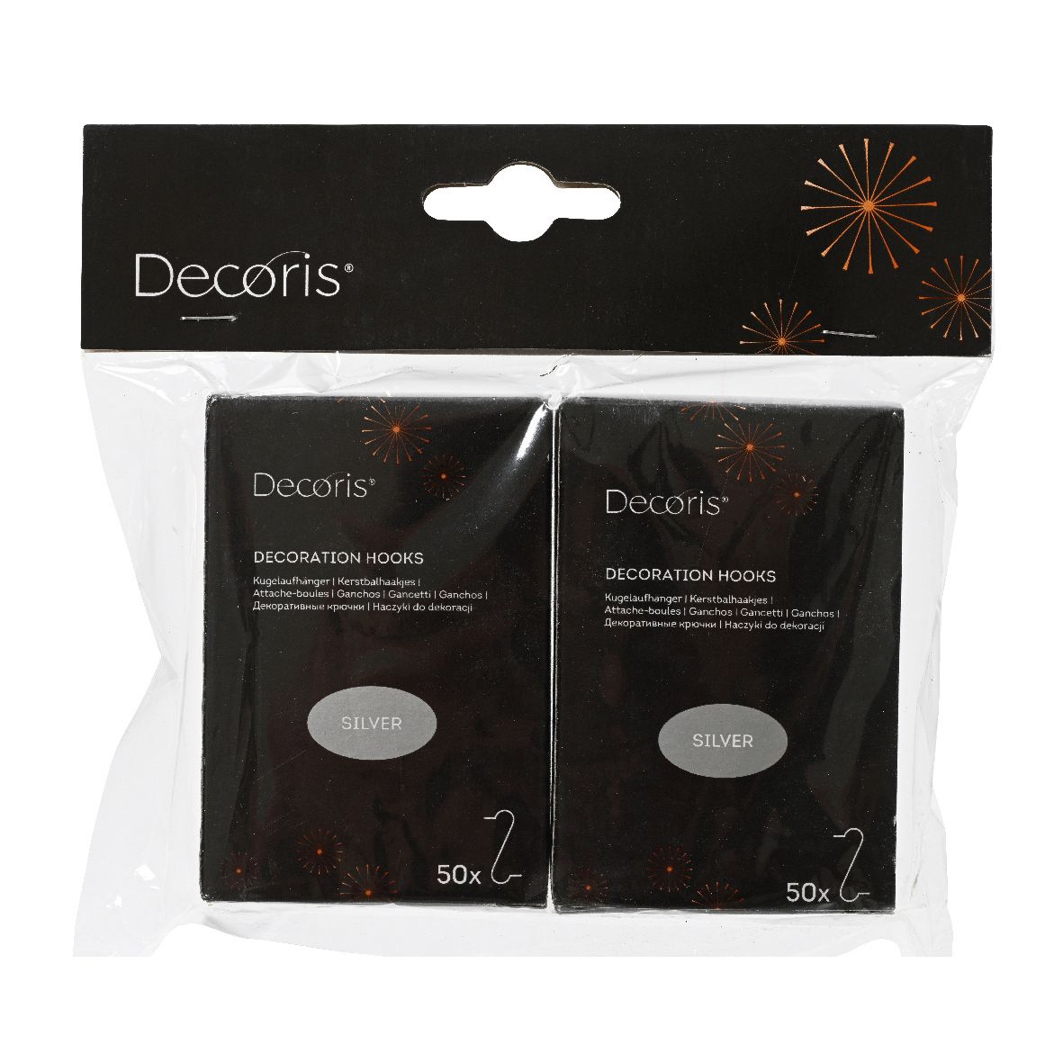 Decoris - Ganci per palline di Natale in ferro 2x 50 pezzi