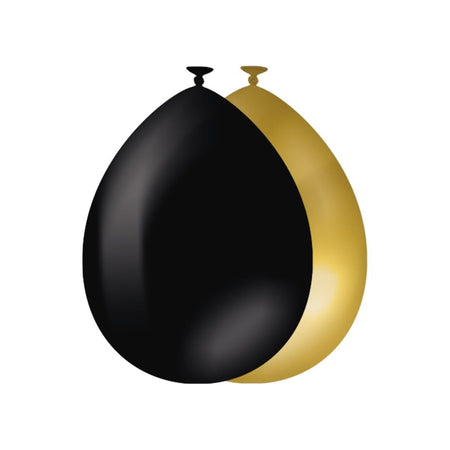 Office -  Ballonnen goud en zwart 10 stuks
