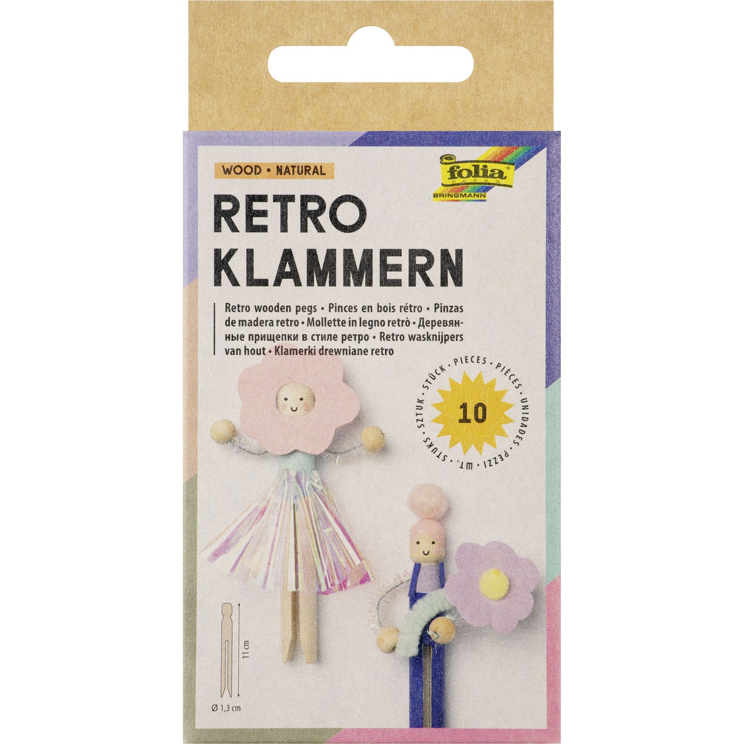 Folia Paper - Pinza para ropa folia retro pack 10 piezas