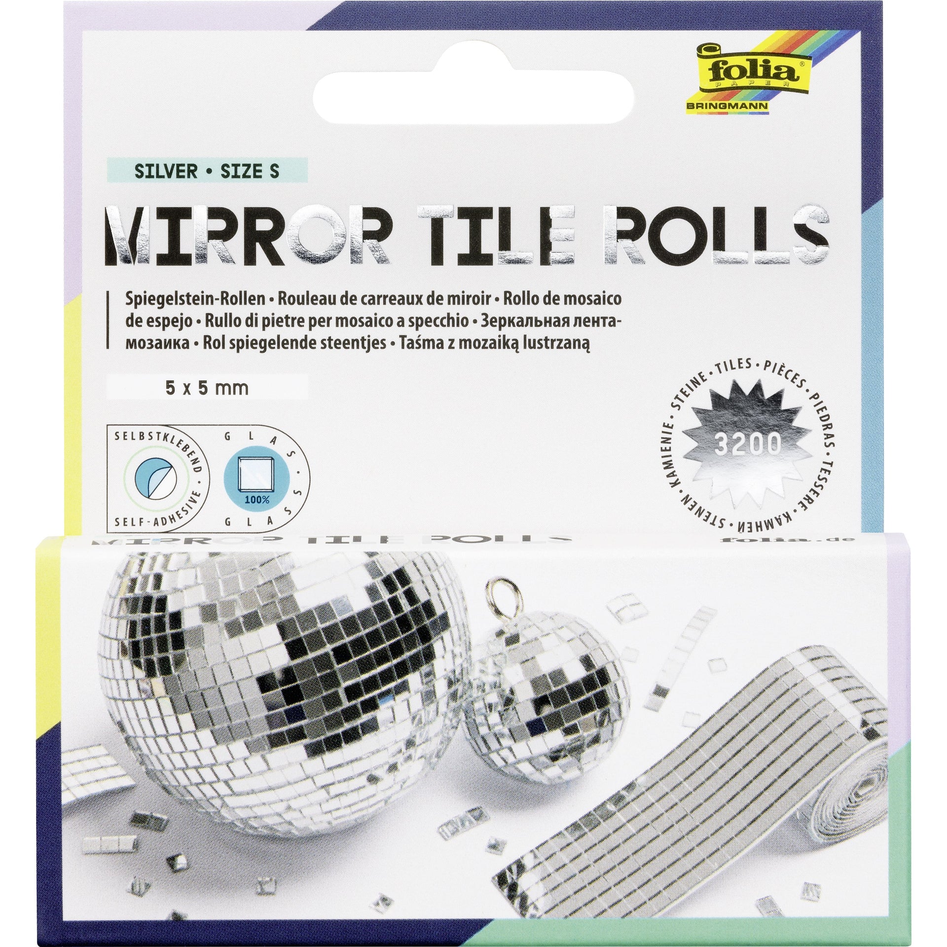 Folia Paper - Mosaic stones Folia silver self-adhesive 5x5mm