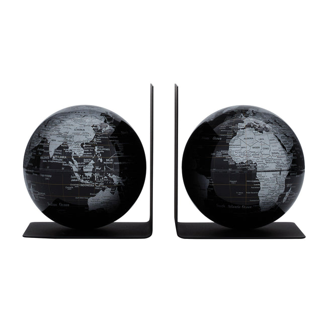 Troika -  Boekensteun  met magnetische globes 13cm set à 2 stuks zwart