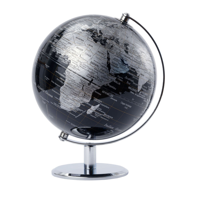 Troika - Globo terráqueo 20cm negro-plateado