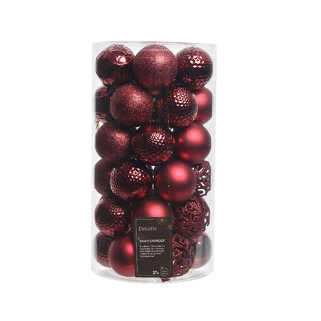 Decoris - Palle di Natale assortite rosso sangue di bue