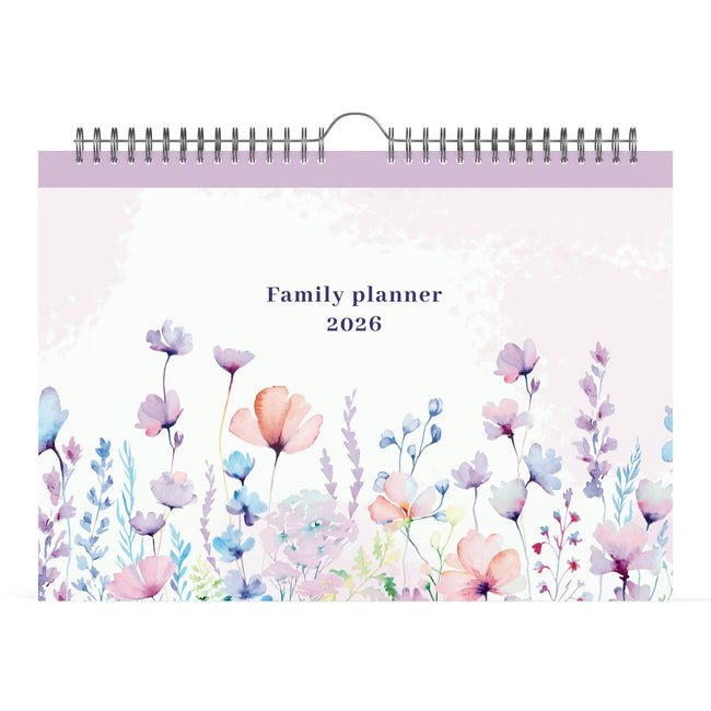 Lannoo - Familiekal 26 fleurs aquarelle 7d/1p lilas