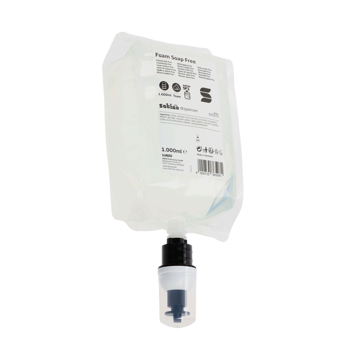 Satino by WEPA - Jabón de manos Satino SF1 Espuma libre 1000ml 333372