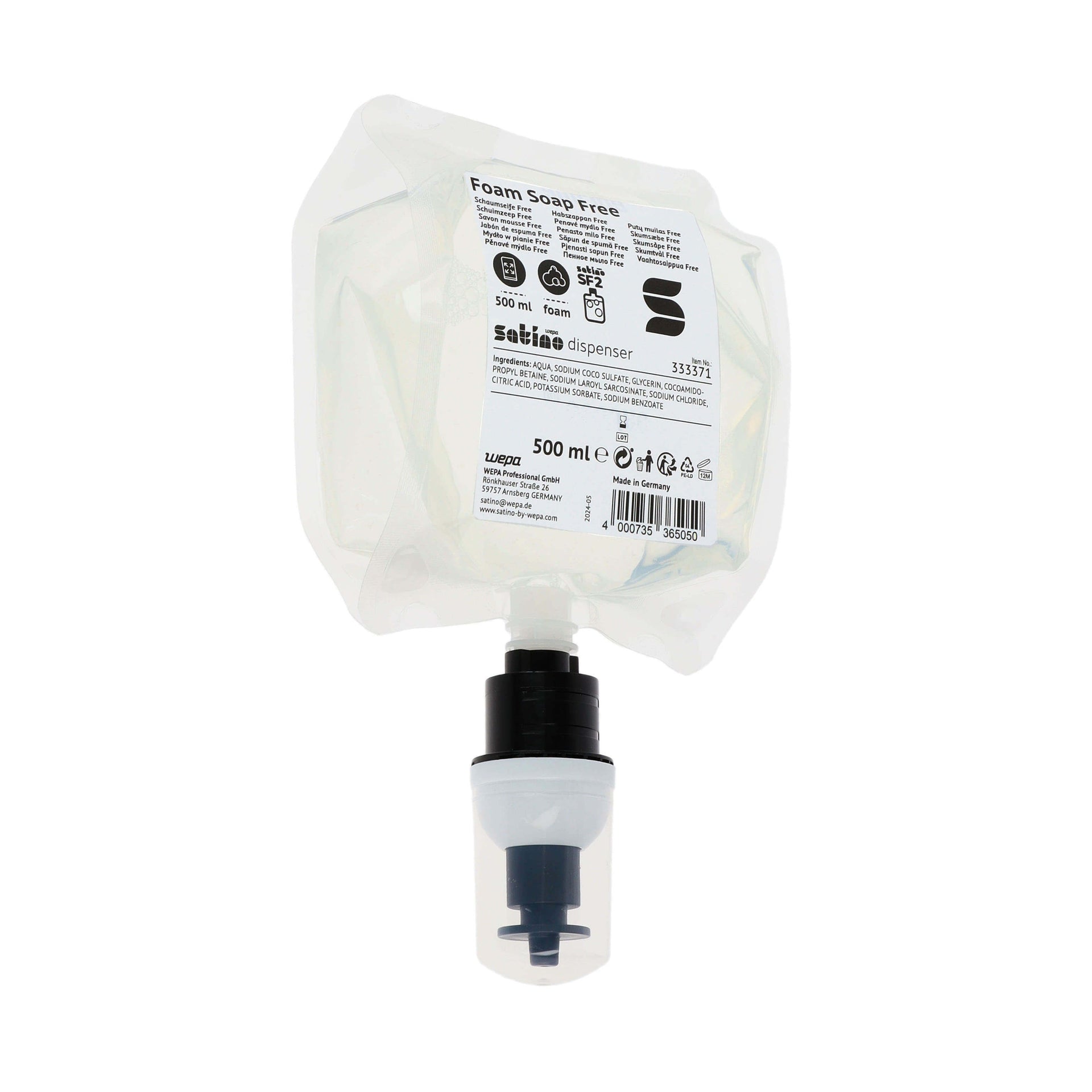 Satino - Jabón de Manos Sin SF2 espuma 500ml 333371 | 6 piezas