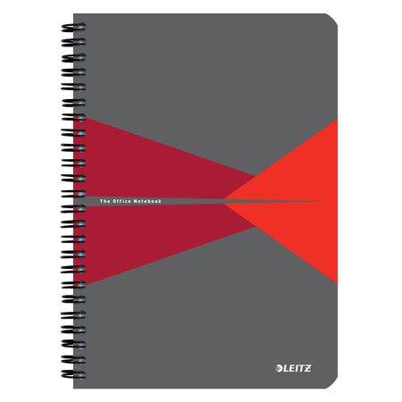 Leitz - Quaderno da ufficio a5 riga 180 pagine grigio rosso | 5 pezzi