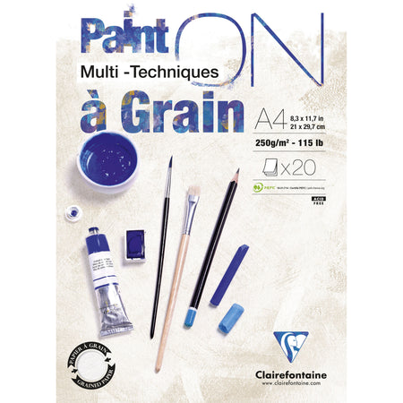Clairefontaine - Bloc dessin peinture clairfontaine sur grain A4 20v 250g