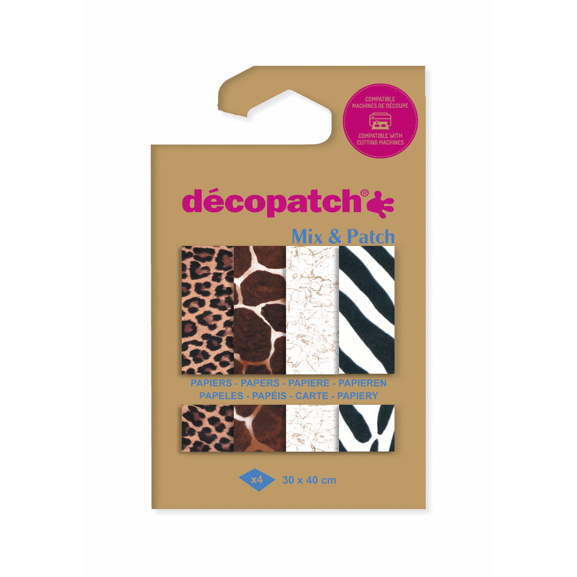 Décopatch - Carta hobby 30x40cm 4v pelle animale