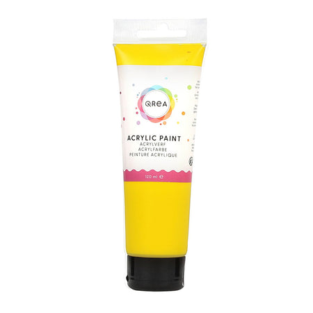 Qrea - Acrylfarbe 120 ml Primärgelb | 6 Stück