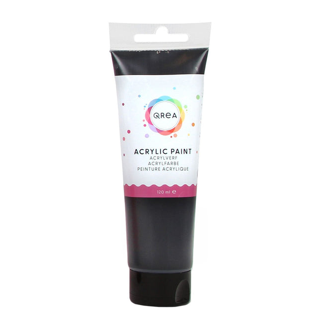 Qrea - Acrylfarbe 120 ml schwarz | 6 Stück