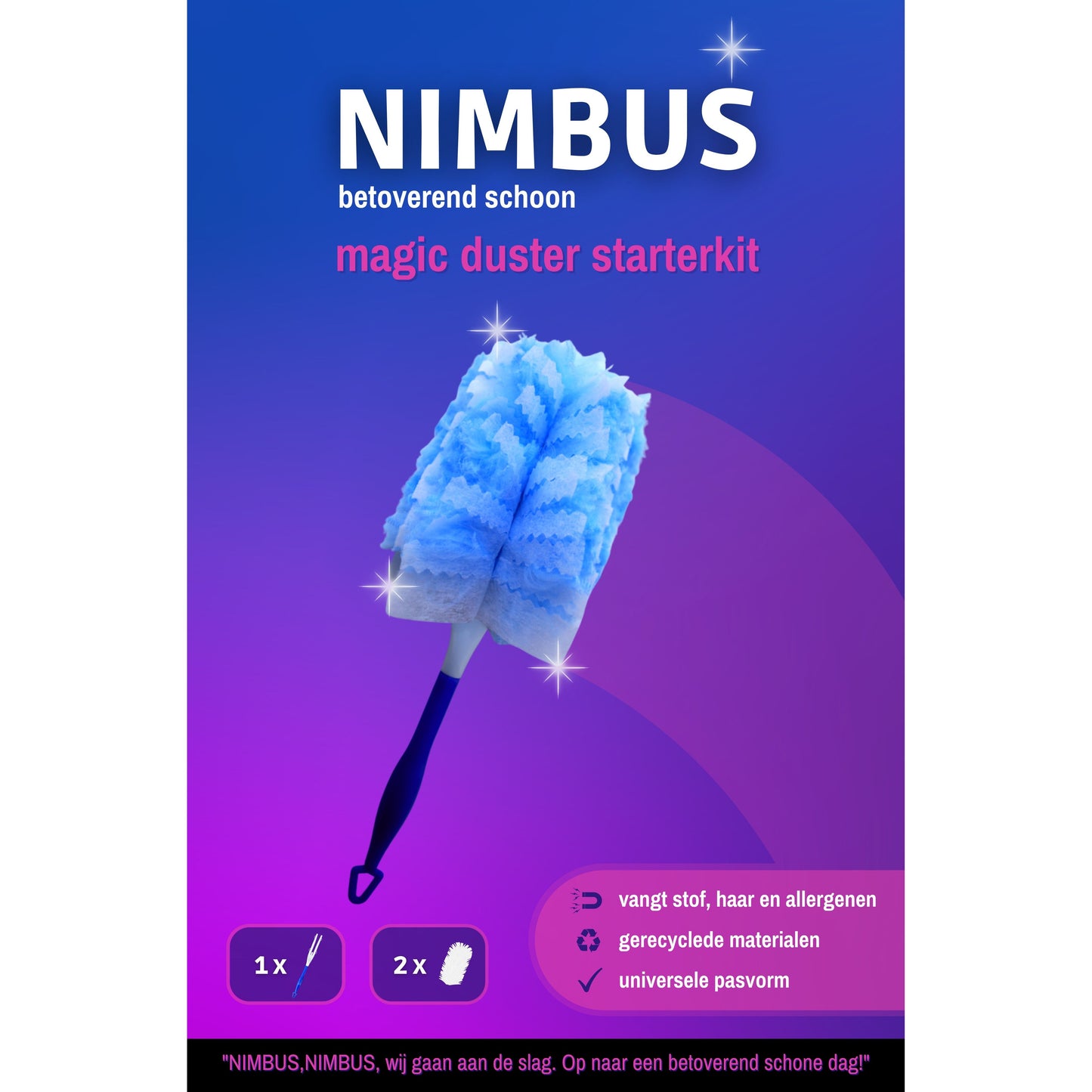 Nimbus - Duster terskit 1 supporto e 2 piumini | 80 pezzi