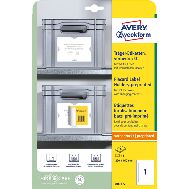Avery Zweckform -  Positioneeretiket avery 8003 220x160 bedrukt 5st