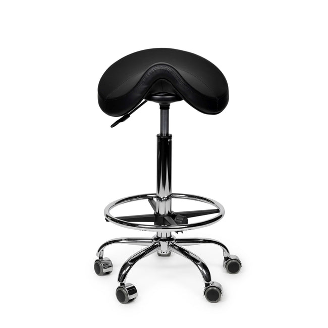 Ufficio - sgabello a sella nero standard con poggiapiedi