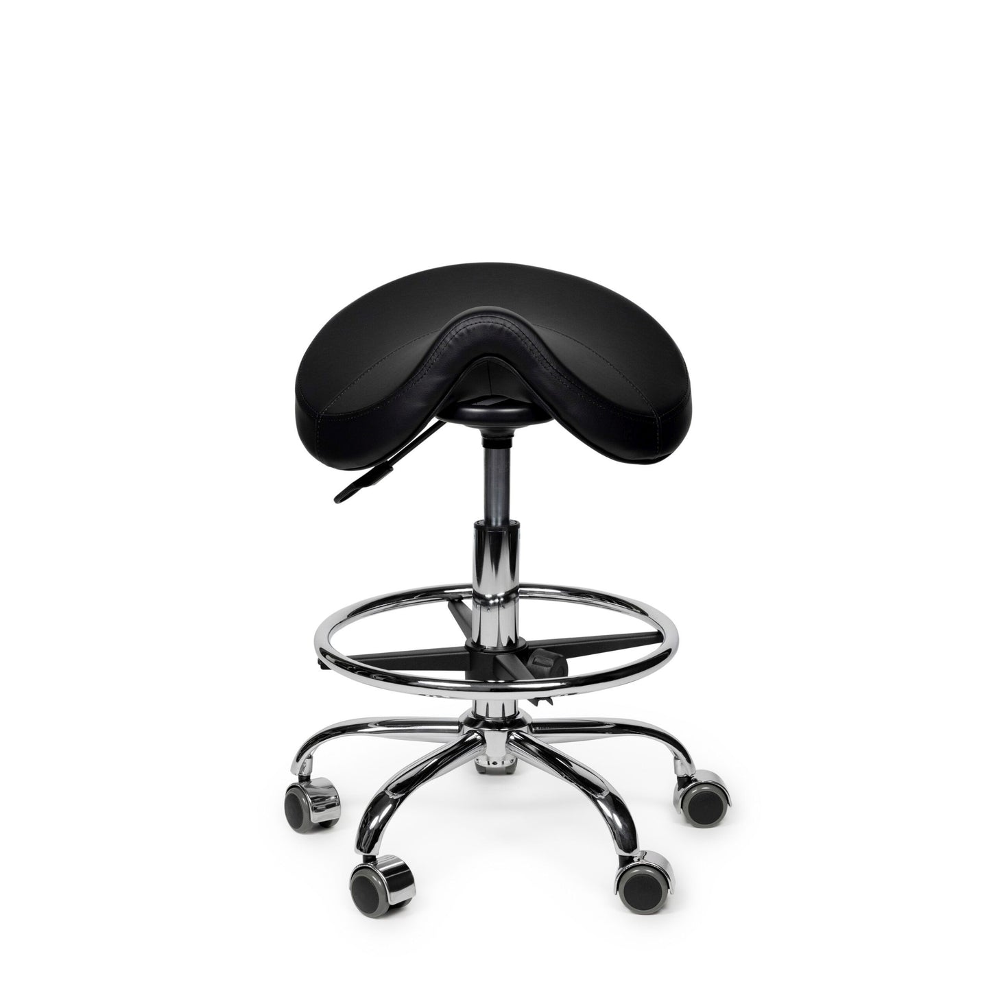 Office - sgabello a sella nero basso con poggiapiedi