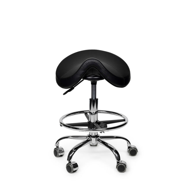 Office - sgabello a sella nero basso con poggiapiedi