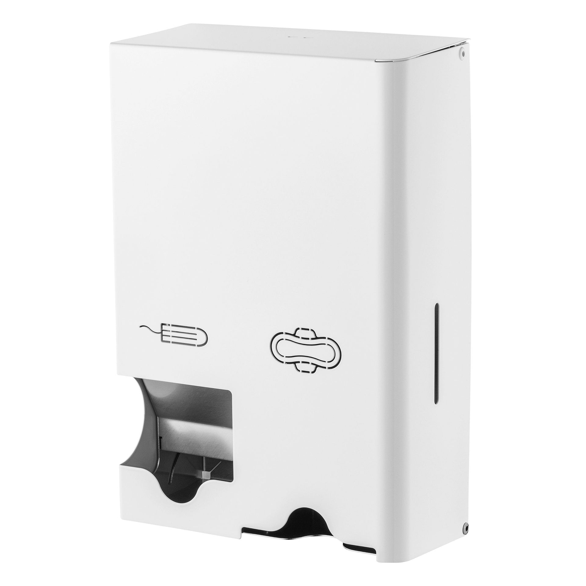 MediQo-line - Dispensador de higiene femenina pequeño acero inoxidable blanco mqstb p