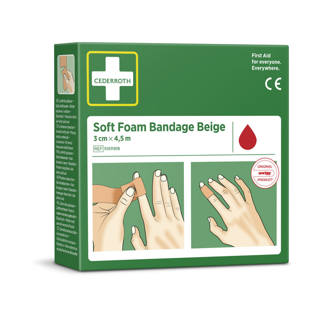 Cederroth - Bandage mousse souple beige 3cmx4,5m