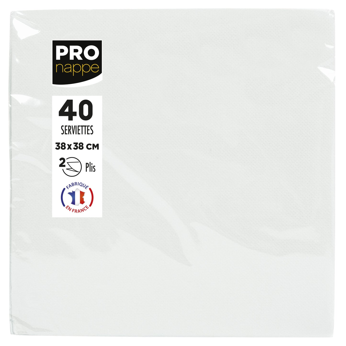 Pronappe - Serviette 1/4 pli 2 épaisseurs 380x380mm 40 feuilles blanc