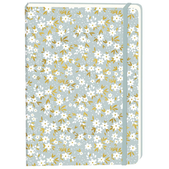 Office -  Notitieboek witte bloemen a5 lijn 92pag sc grijs