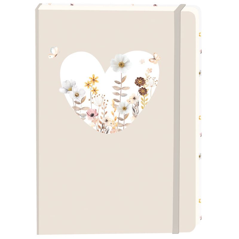 Office - Cuaderno corazón blanco a5 línea 92 páginas sc beige