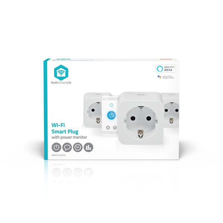 Nedis - Smart plug smartlife WiFi 3 pieces white