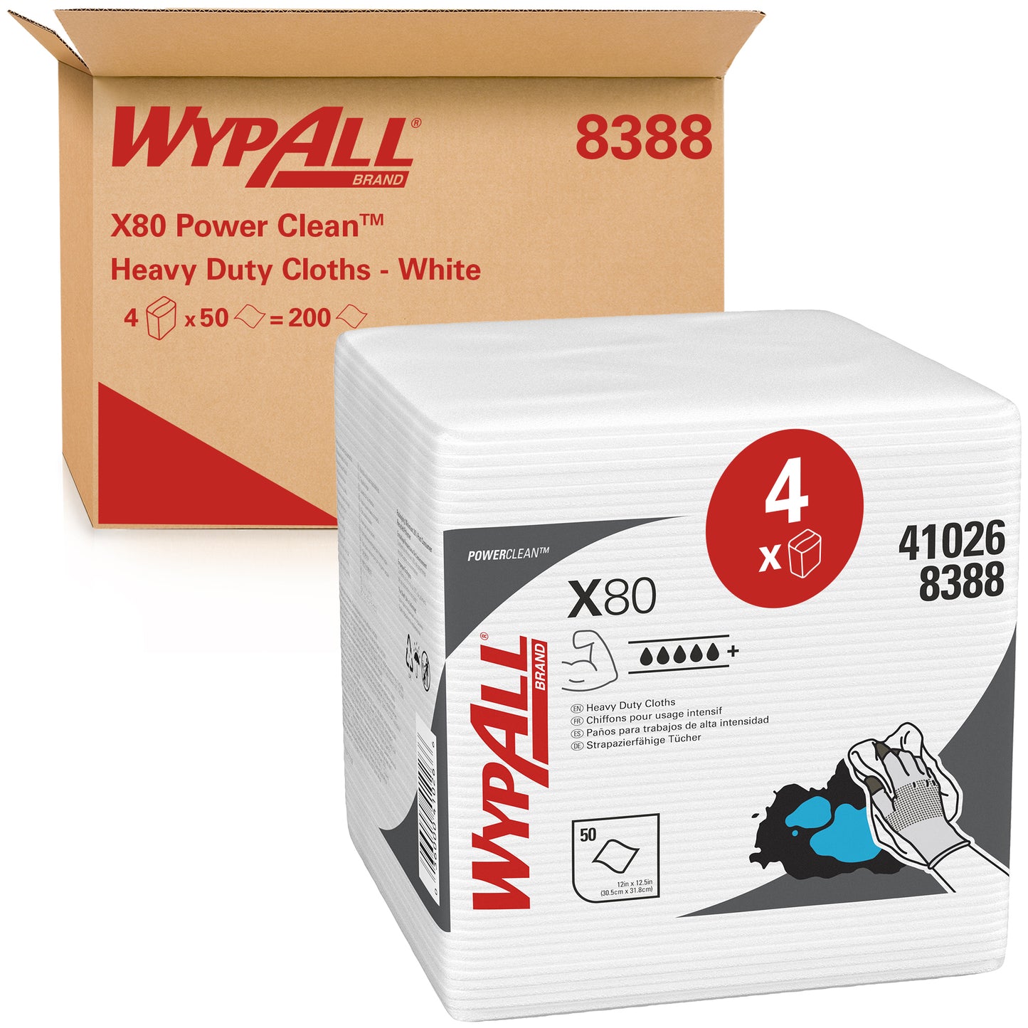 WypAll - Paño de limpieza x80 powerclean 305x317mm blanco