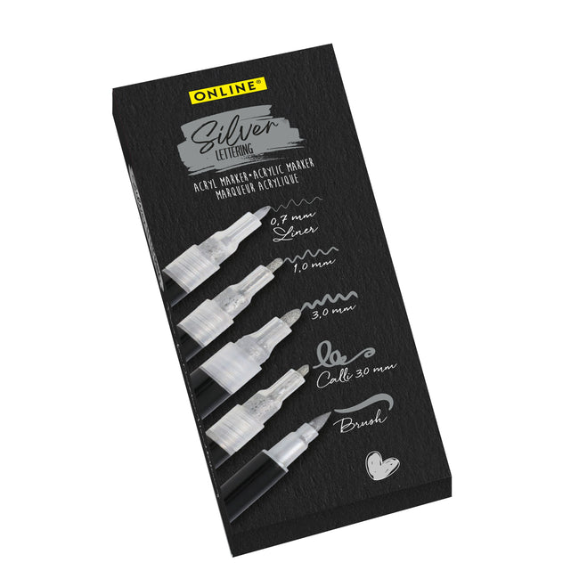 Eurostyle SRL - Pennarello acrilico online lettering 5 larghezze argento