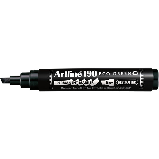 Artline - Rotulador permanente 190 eco angulado 2-5mm negro | 12 piezas