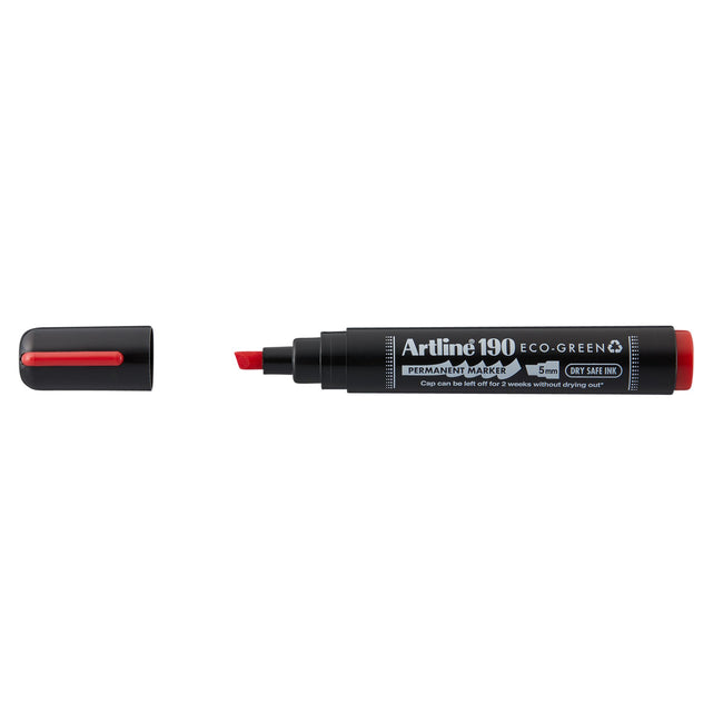 Artline - Rotulador permanente 190 eco diagonal 2-5mm rojo | 12 piezas