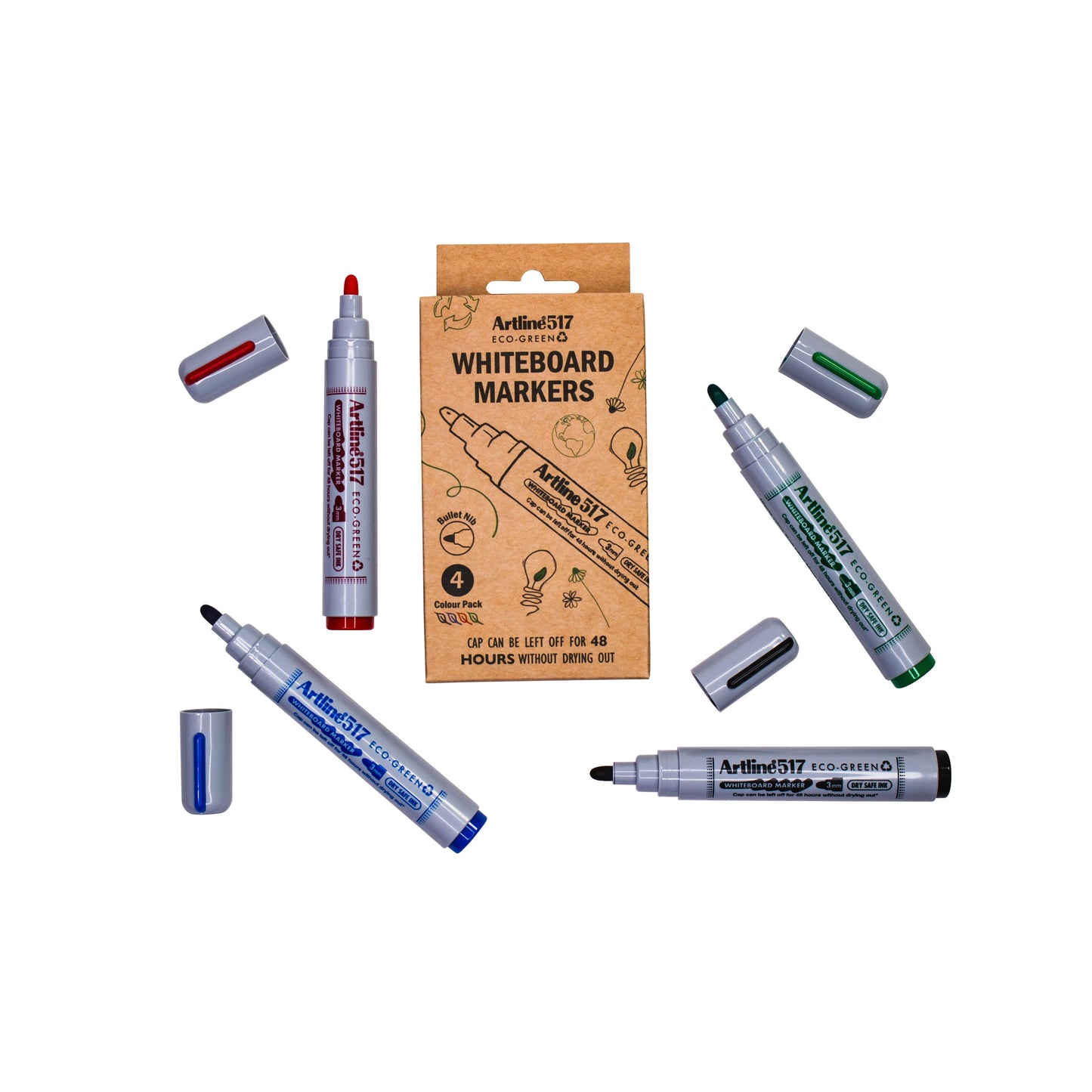 Artline -  Whiteboardmarker  517 eco rond m ass 4st