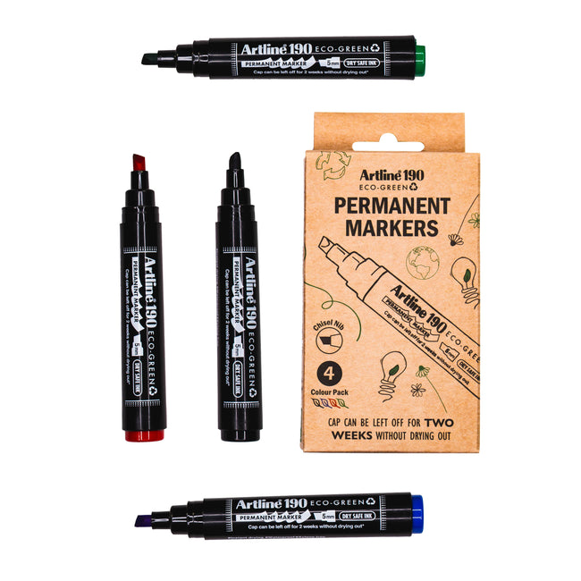 Artline -  Permanent marker  190 eco schuin 2-5mm ass | 12 stuks