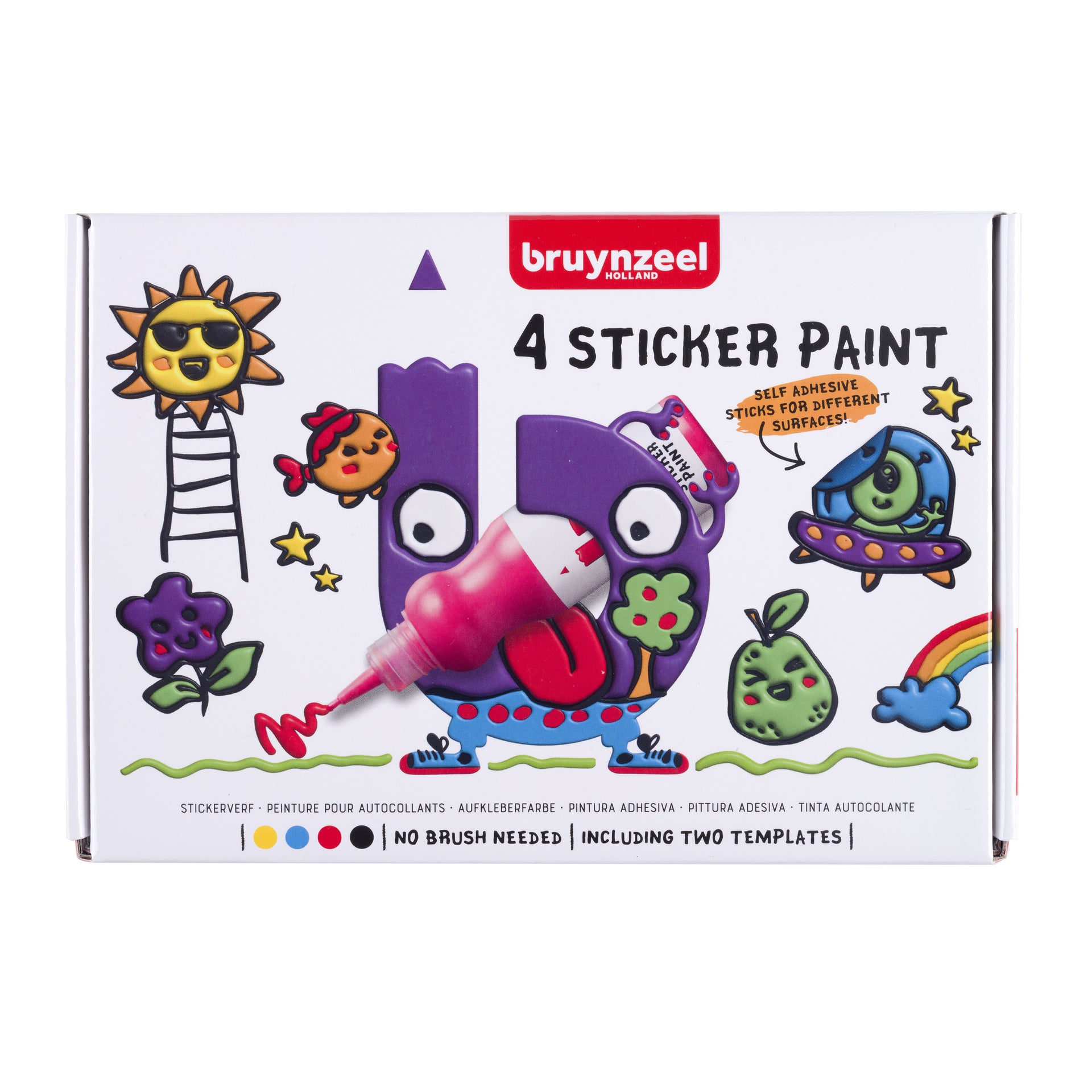 Bruynzeel -  Stickerverf  met 2 sjablonen 4st ass