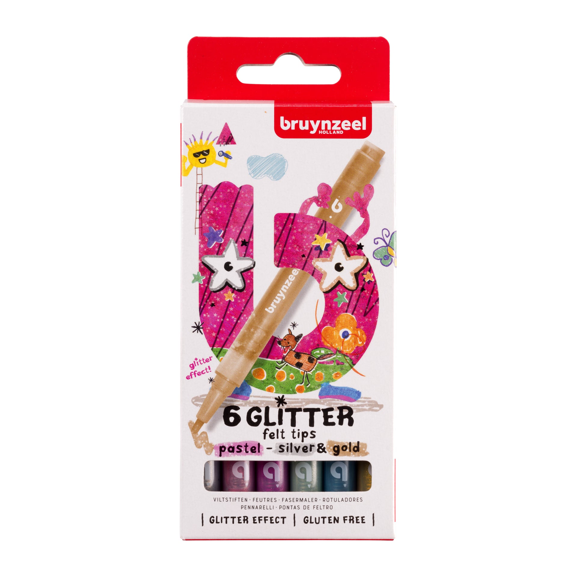 Bruynzeel -  Viltstift  kids 6 glitterkleuren | 6 stuks