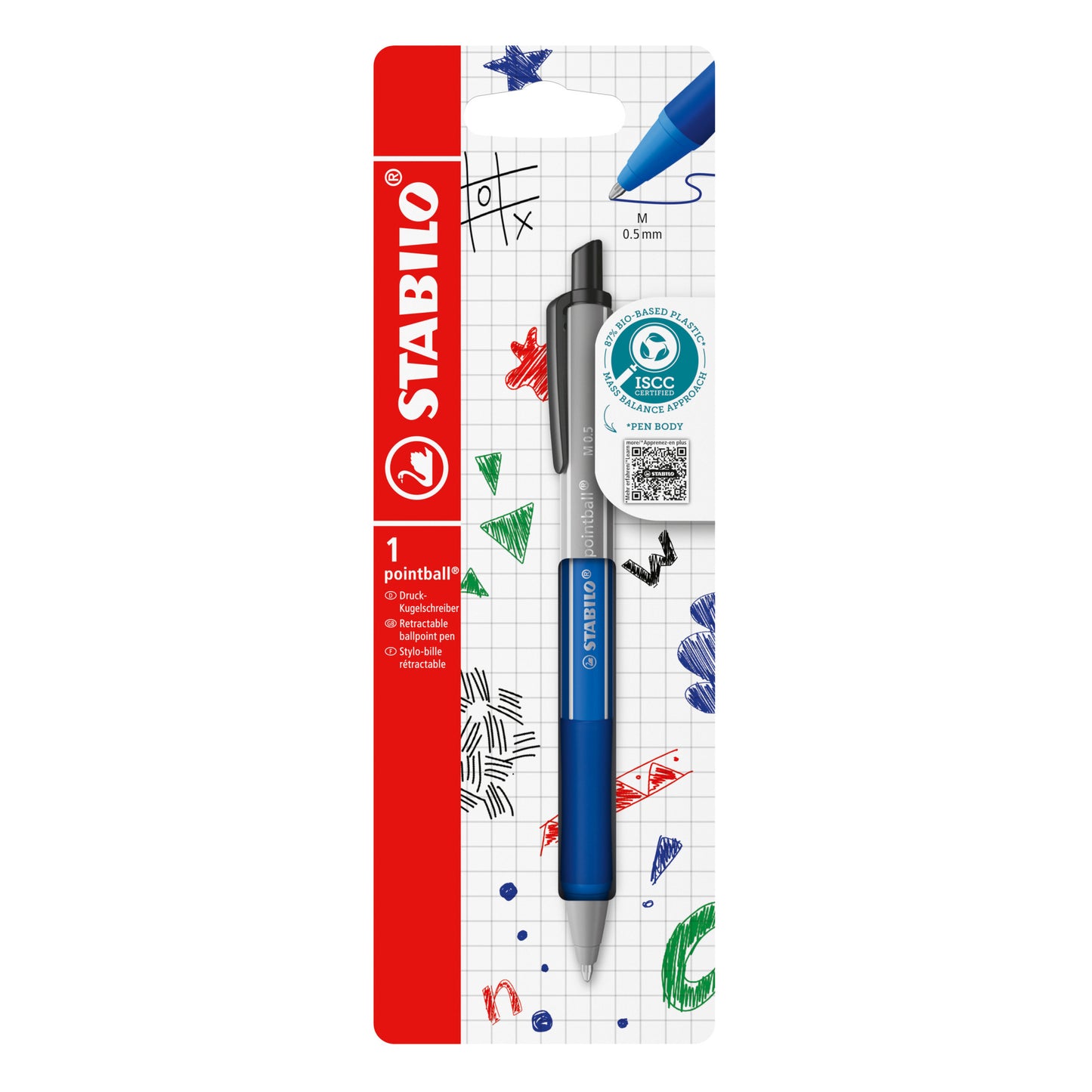 Stabilo -  Balpen pointball colorful bl blist à 1st