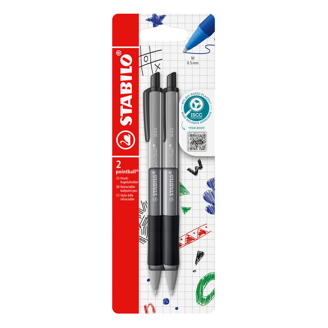 Stabilo -  Balpen pointball colorful zw blist à 2st | 10 stuks