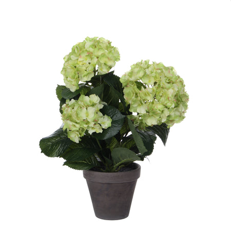Mica Decorations -  Kunstplant mica hortensia in pot groen