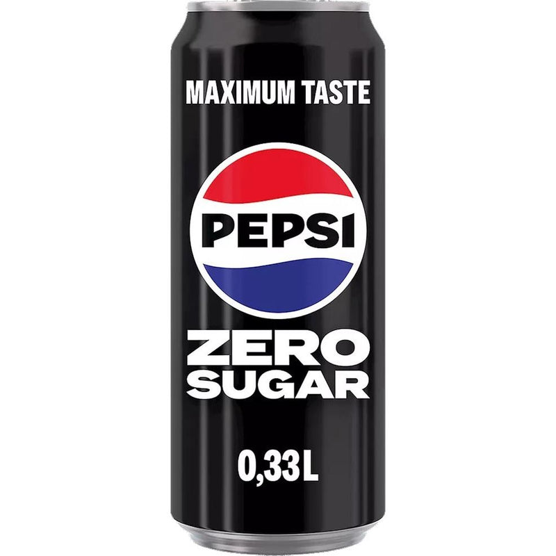 Pepsi -  Zero Sugar frisdrank, blik van 33 cl, pak van 24 stuks