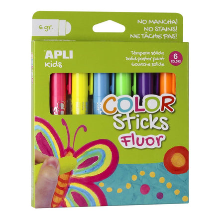 Apli Kids - Kids color sticks fluorine, blister with 6 pieces