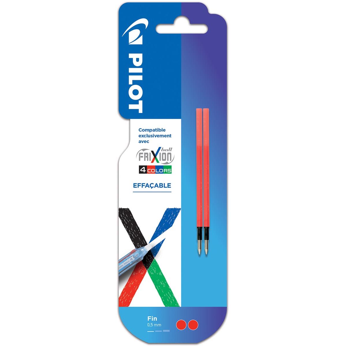 Pilot -  vullingen voor Frixion Ball 4-kleurenroller, fijn, rood, pak van 2 stuks