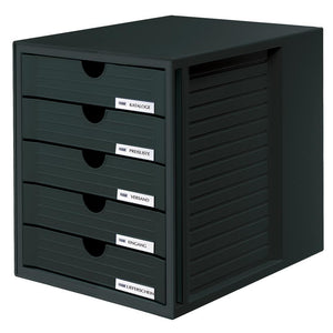 Han - Drawer box 1450 5 closed drawers black