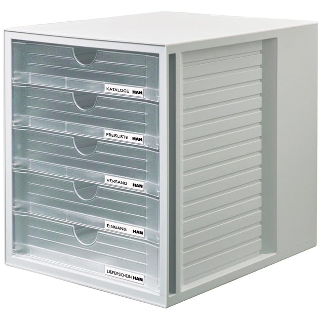 Han - caisson à tiroirs Systembox avec 5 tiroirs fermés, transparent