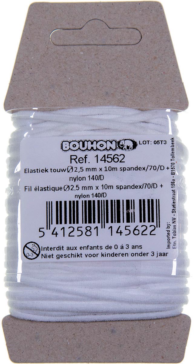 Bouhon -   elastiek touw, nylon, ft 2,5 mm x 10 m, op blister