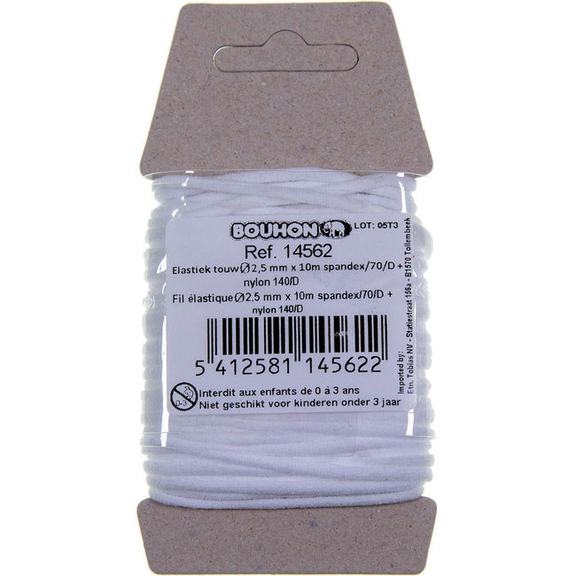 Bouhon -   elastiek touw, nylon, ft 2,5 mm x 10 m, op blister
