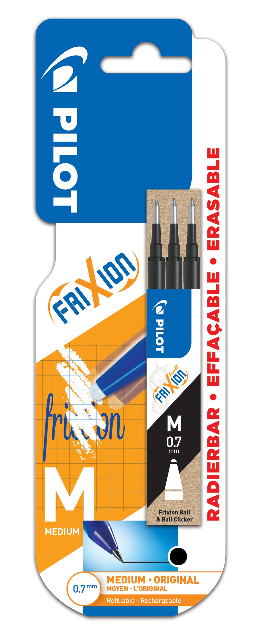 Pilot -  Rollerpenvulling  frixion bls-fr7 3st m zwart