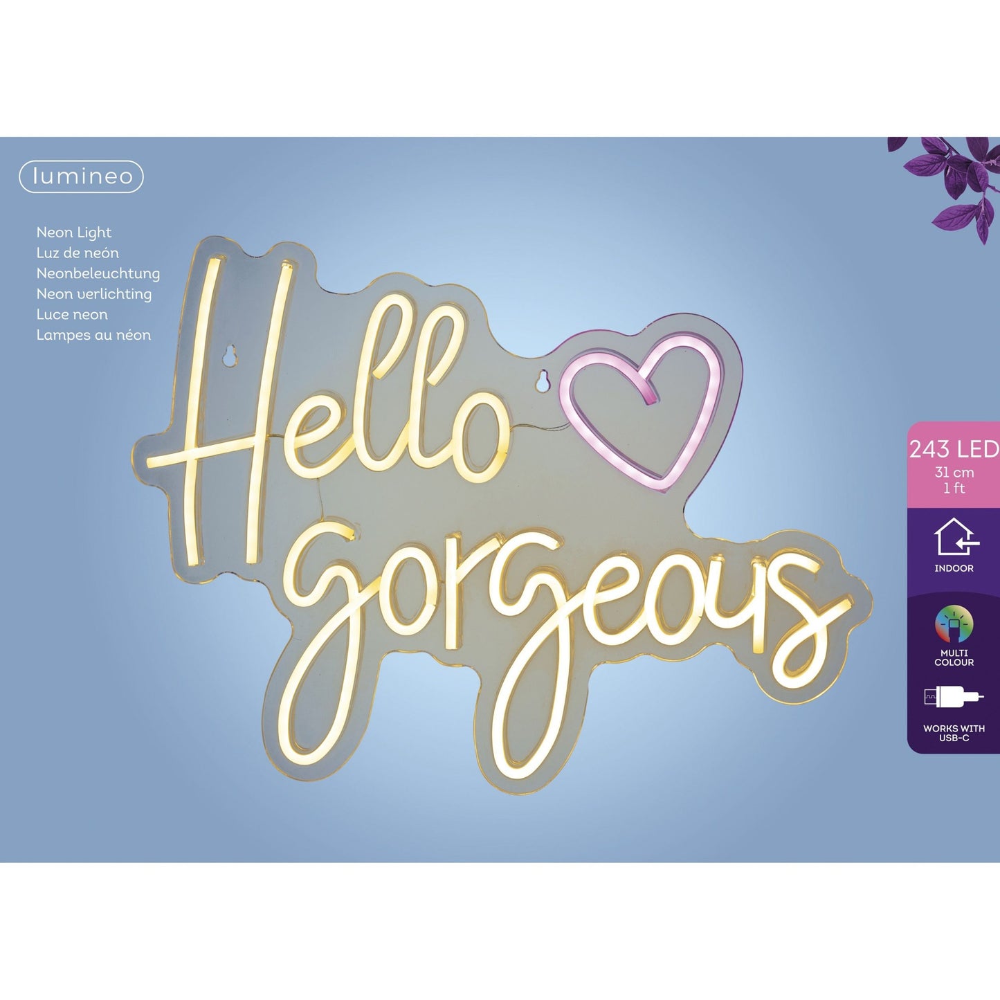 Lumineo -  Ledbord  indoor usb neon hello gorgeous