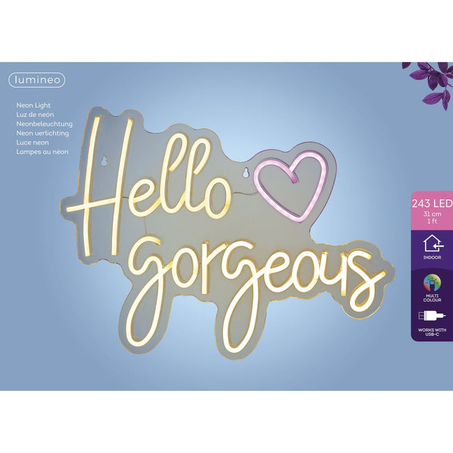 Lumineo -  Ledbord  indoor usb neon hello gorgeous