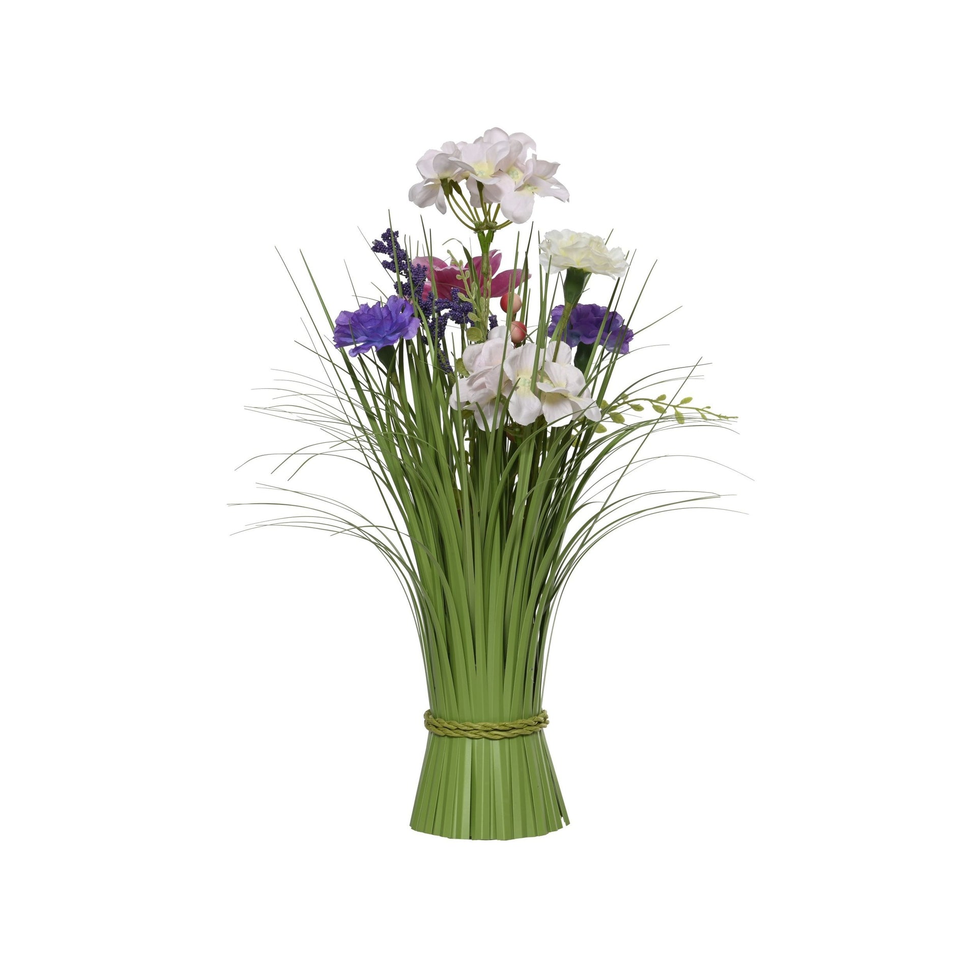 Everlands -  Kunstgras  met bloemen 40cm assorti