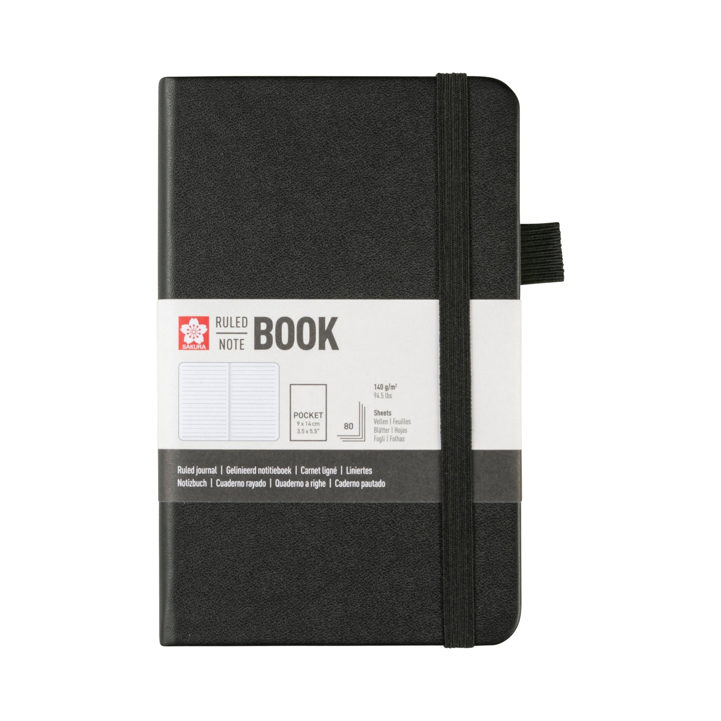 Sakura -  Notitieboek pocket lijn zwart